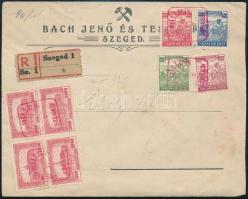 1925 Ajánlott levél Arató 100K + 200K + 300K + 400K bérmentesítéssel piros "BÉLYEG-KIÁLLÍTÁS SZEGED" alkalmi bélyegzéssel / Registered cover with 1000K franking and red Stamp Exposition Szeged special cancellation