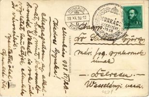 1938 Munkács, Mukacheve, Mukachevo, Mukacevo; utca, Zipszer Adolf üzlete, büfé, kerékpár, templom / ...