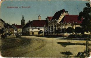 1917 Csáktornya, Cakovec; Zrínyi tér, Zrínyi szálloda. Fischel Fülöp (Strausz Sándor) kiadása / square, hotel (EM)