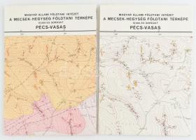 1966 Pécs-Vasas Földtani és Észlelési térképe, 1:10 000, 2 db, 70x100 cm