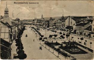 1917 Marosvásárhely, Targu Mures; Széchenyi tér, üzletek / square, shops (szakadás / tear)