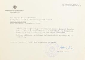 1959 A debreceni Kossuth Lajos Tudományegyetem rektorrá kinevező okirata Dr. Sulán Béla részére.