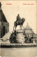 1910 Kolozsvár, Cluj; Mátyás király szobor. Fabritius Elek és Társa kiadása / statue, monument (kopott sarok / worn corner)