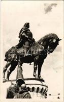 1943 Kolozsvár, Cluj; Mátyás király szobor / statue, monument