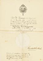 1936 A Svéd Vasa rend adományozó levele magyar személy számára.