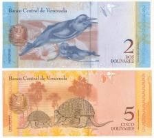 Venezuela 2007. 5B + 2012. 2B T:UNC
Venezuela 2007. 5 Bolivares + 2012. 2 Bolivares C:UNC