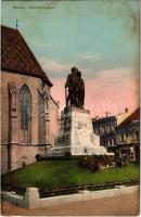 1914 Kassa, Kosice; Honvéd szobor, László Béla üzlete. Nyulászi Béla kiadása / military monument, shop (ázott / wet damage)