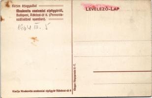 Budapest V. Gróf Andrássy Gyula szobra, Moskovits anatómiai cipőgyár kiadása és reklámja (fl)