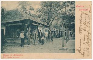 Ada Kaleh, Salem aleikum! / Bazár török férfiakkal. Hutterer G. kiadása / bazaar shop with Turkish men (szakadás / tear)