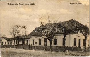 Onesti, Ónfalva, Onyest (Bacau); Primaria si Scoala / town hall and school (surface damage)