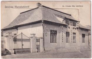 1915 Marosludas, Ludosul de Mures, Ludus; Dr. Frieder Mór ügyvéd lakóháza (belül üres leporellólap) / villa of the lawyer. leporellocard (empty inside)