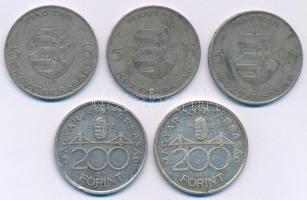 1947. 5Ft Ag "Kossuth" (3x) + 1992. 200Ft Ag "MNB" (2x) T:XF,VF patina
Adamo F8...