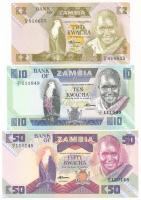 Zambia 1980-1988. 2K + 10K + 50K T:UNC,AU Zambia 1980-1988. 2 Kwacha + 10 Kwacha + 50 Kwacha C:UNC,AU