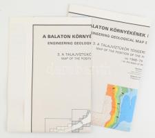 1985 Balaton környékének építésföldtani térképsorozata 3: Talajvíztükör Tengerszint feletti magasságának térképe, 2 db, 82x96 cm