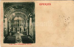 1899 (Vorläufer) Eperjes, Presov; Görög katolikus székesegyház belseje. Kósch Árpád kiadása, Divald / Greek Catholic church interior (Rb)