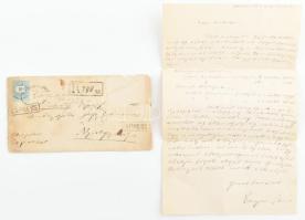 1883 Gáspár Imre hírlapíró, költő saját kezű levele Bary Józsefhez.