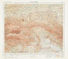 1932 Kassa-Kraków Domborzati-Topográfiai térkép 1:750 000, 52x43 cm