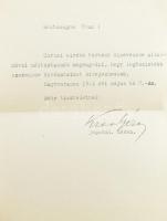 1914 Kiss Géza dékán (Nagyvárad) aláírt levele Bary József kúriai bíró részére.