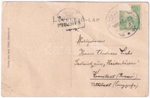 1909 Nagyapold, Grosspold, Apoldu de Sus; Teufelsbrücke, Kirche und Schule, Kirche im Jahre 1860 / Ö...