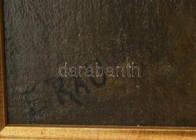 F. Rau jelzéssel: Szerelmi jelenet. Olaj, vászon, fára kasírozva, Jelzett, dekoratív fa keretben. 70...