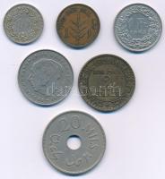5db klf fémpénz, közte Palesztina 1933. 20m Cu-Ni + 1939. 1m bronz T:AU-VF 4pcs of diff metal coins, with Palestine 1933. 20 Mils Cu-Ni + 1939. 1 Mil bronze C:AU-VF