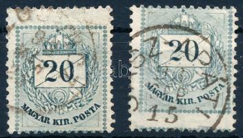 1881 2 db 20kr elfogazva / shifted perforation