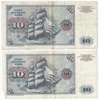 NSZK 1980. 10M (2x) T:F GFR 1980. 10 Mark (2x) C:F Krause P#31c