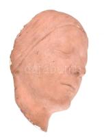 Halotti maszk. Festett gipsz női fej. 26 cm kopásokkal