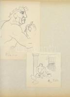 Borsos Miklós vázlatgyűjtemény, benne összesen 49 darab éremterv grafikája vegyes minőségű papírlapo...