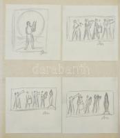 Borsos Miklós vázlatgyűjtemény, benne összesen 49 darab éremterv grafikája vegyes minőségű papírlapo...