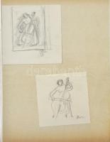 Borsos Miklós vázlatgyűjtemény, benne összesen 49 darab éremterv grafikája vegyes minőségű papírlapo...