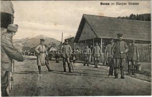 Borsa, Banyer Strasse / utca katonákkal / street with soldiers (Rb)