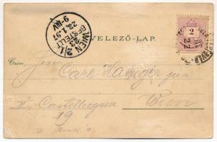 1897 (Vorläufer) Nagyszeben, Hermannstadt, Sibiu; Evangélikus templom, Hadtestparancsnokság / Kirche...