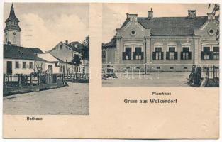 1923 Szászvolkány, Vulcan, Wolkendorf; Városház, plébánia / Rathaus, Pfarrhaus / town hall, parish (lyukak / pinholes)
