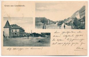 1908 Újegyház, Leschkirch, Nocrich; Fő tér és utca, városháza / main square and church, town hall