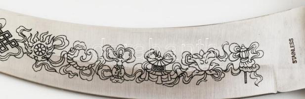 Görbe pengéjű fantázia tőr fém tokkal 35 cm