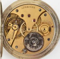 Longines acéltokos, duplafedeles zsebóra, jelzett, nem működik, hiányos. d: 50 mm