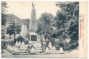 1907 Gyulafehérvár, Karlsburg, Alba Iulia; Custozza emlékmű. Petri F. Vilmos kiadása / Custozza-Denkmal / military monument (ázott sarkak / wet corners)