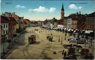 1915 Sopron, várkerület, villamos, Láng Frigyes üzlete