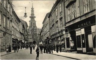 Pozsony, Pressburg, Bratislava; Mihály kapu utca, Wimmer üzlete / Michaelerthorgasse / gate, street, shops (Rb)