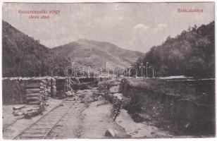 1913 Resicabánya, Resicza, Recita, Resita; Kemenceszéki-völgy árvíz után, fűrésztelep, iparvasút / Cuptoare Secul after the flood, sawmill, industrial railway tracks (r)