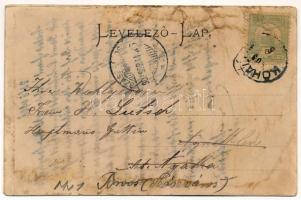 1903 Kőhalom, Reps, Rupea; látkép, vár. Szecessziós virágos keret / general view, castle. Art Nouvea...