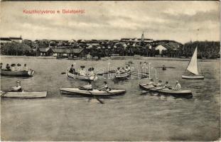 1911 Keszthely, Keszthely a Balatonról, csónakázók. Kiadja Mérei Ignác (EK)