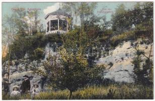 1911 Szentágota, Agnetheln, Agnita; Gruss aus Agnetheln von der Steinburgshöh / Steinburg hegyi kilátó. H. C. Lang kiadása / lookout tower, mountain (r)