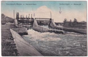 1918 Szászrégen, Sächsisch-Regen, Reghin; Marosch-Wehr / Maros gát / Mures river dam (r)