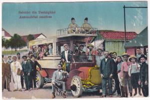 1919 Techirghiol, Tekirgöl; Automobilul omnibus. I. Saraga & S. Schwartz / autobus trip