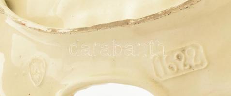 Nagy méretű majolika tál. Plasztikus, virág díszítéssel. Jelzett, kézzel festett, hibátlan. XIX. sz....