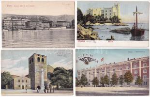7 db RÉGI horvát és olasz város képeslap: Trieszt, Pola, Abbazia, Fiume / 7 pre-1945 Croatian and Italian town-view postcards: Trieste, Pula, Opatija, Rijeka