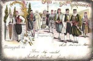 Folkwear of Bosnia Herzegovina litho