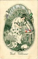 1918 Veselé Velikonoce / Easter greeting art postcard s: Jarmila Koksteinova (EK)